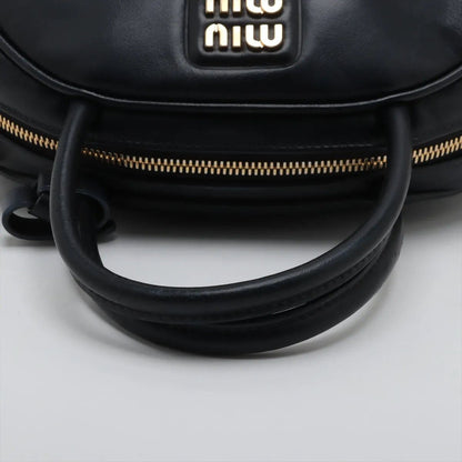 Miu Miu Leather Handbag Tote Top Handle Black — view 5