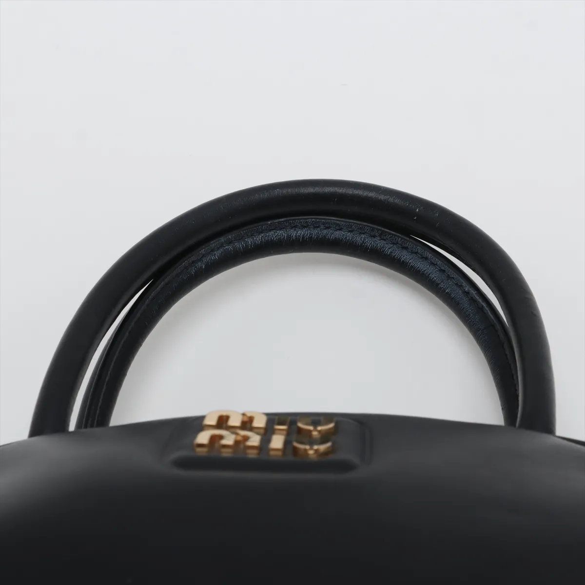 Miu Miu Leather Handbag Tote Top Handle Black — view 6