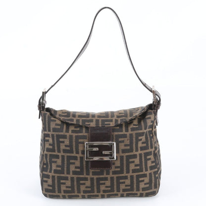 Fendi Zucca Mamma Bucket Leather Canvas Shoulder Bag