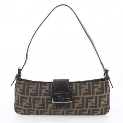 Fendi Zucca Mamma Bucket Leather Canvas Shoulder Bag