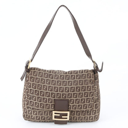 Fendi Zucchino Mamma Bucket Baguette FF Leather Shoulder Bag