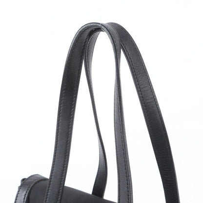 Prada Tessuto Nylon Triangle Logo Leather Shoulder Bag Hand Black — view 2
