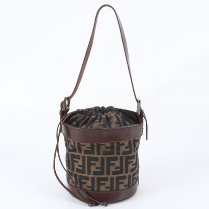 Fendi Zucca Leather Canvas Shoulder Bag Brown