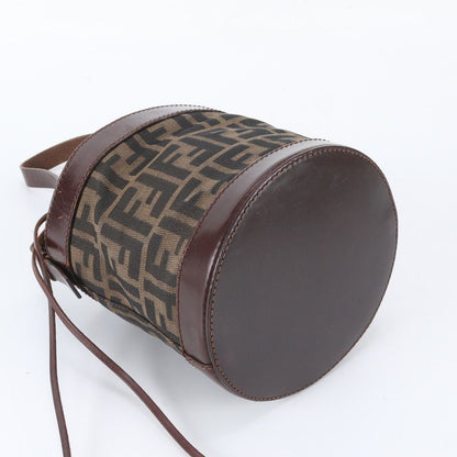 Fendi Zucca Leather Canvas Shoulder Bag Brown — view 4