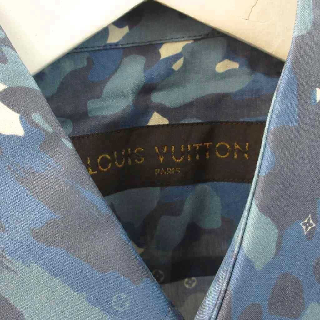 Louis Vuitton Shirt Long Sleeve XXS Blue Camouflage Kim Jones Era Top — view 3