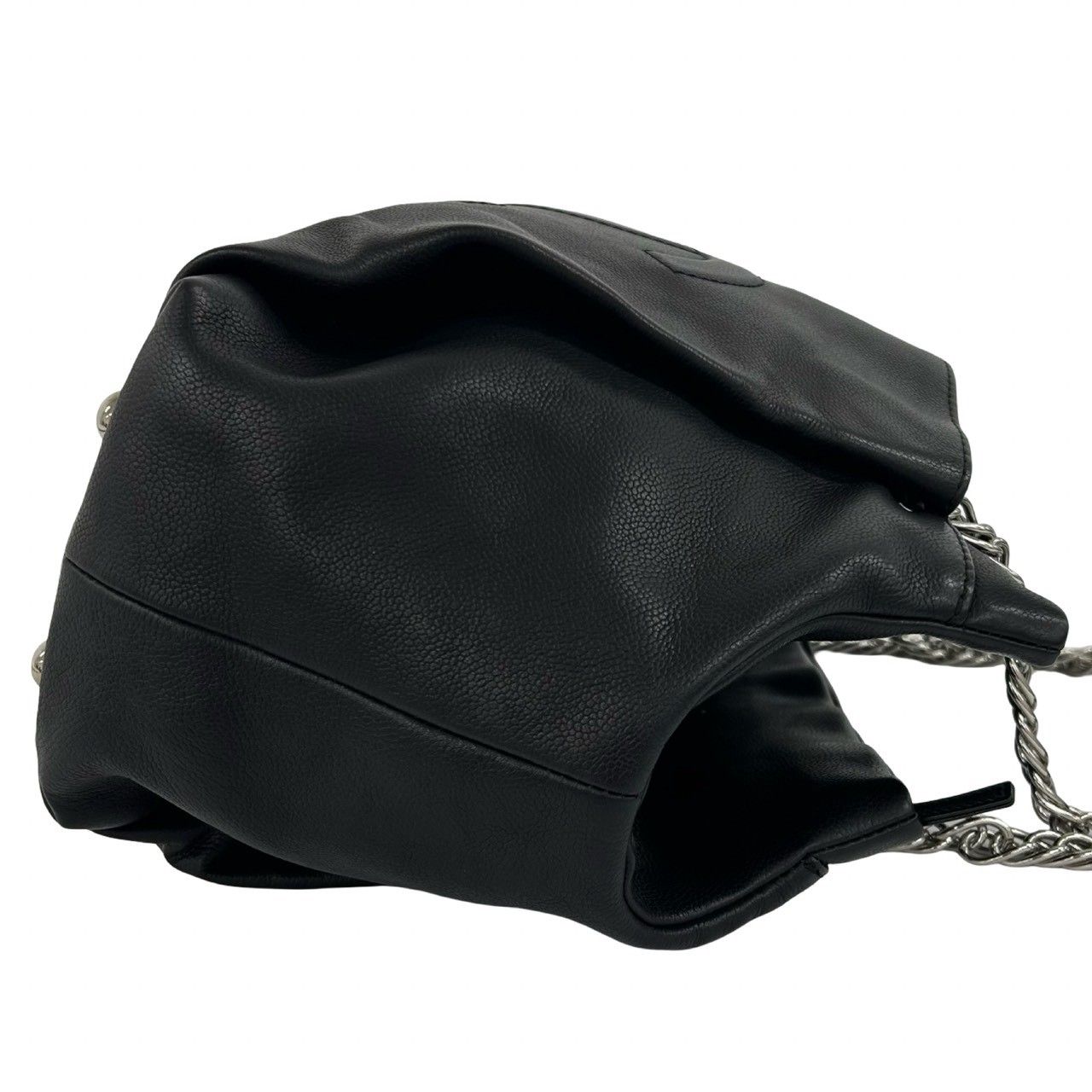 Chanel CC Logo Chain Caviar Leather Tote Shoulder Bag Black — view 6