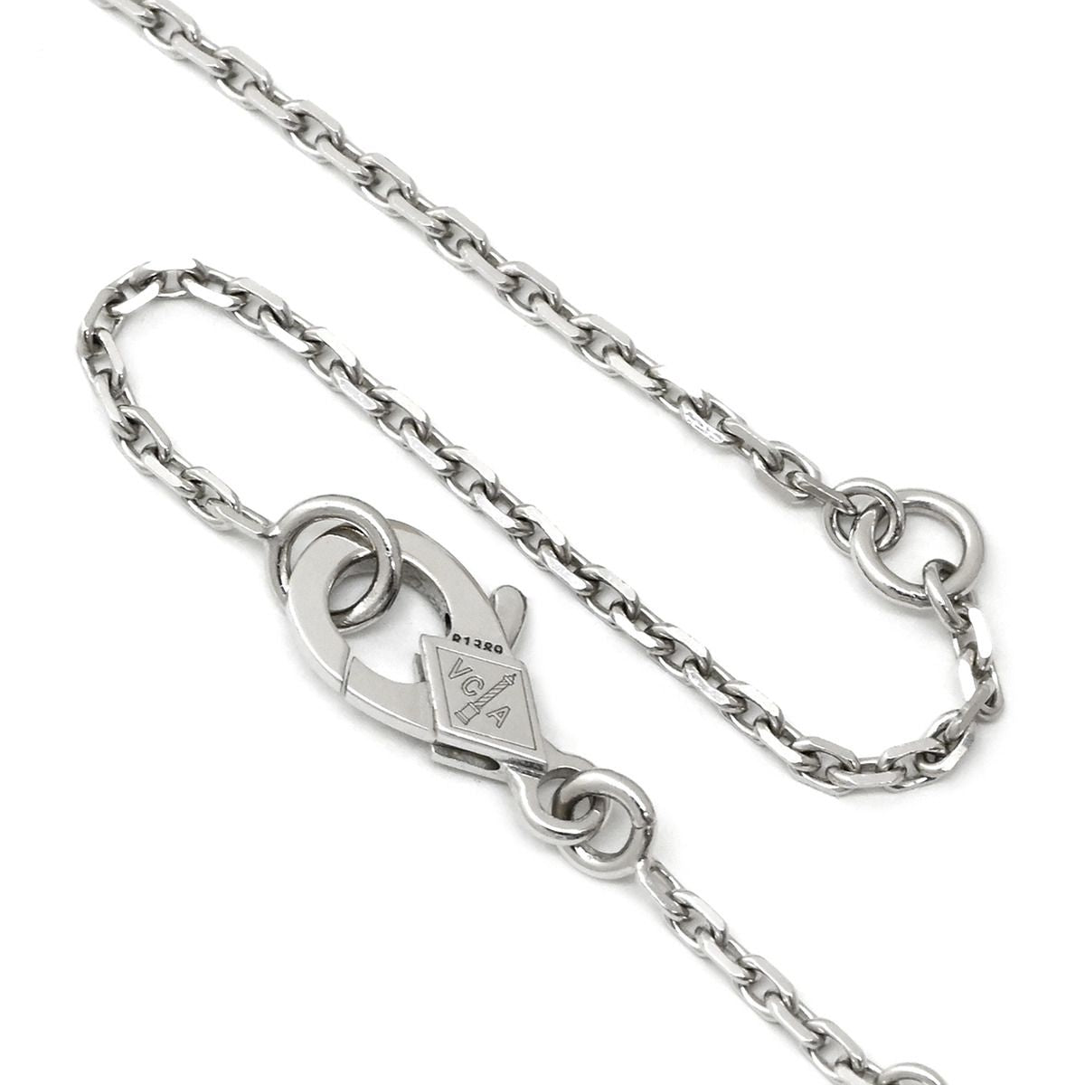 Van Cleef & Arpels Necklace Vintage Alhambra White Gold Guilloche 750 Diamond — view 4