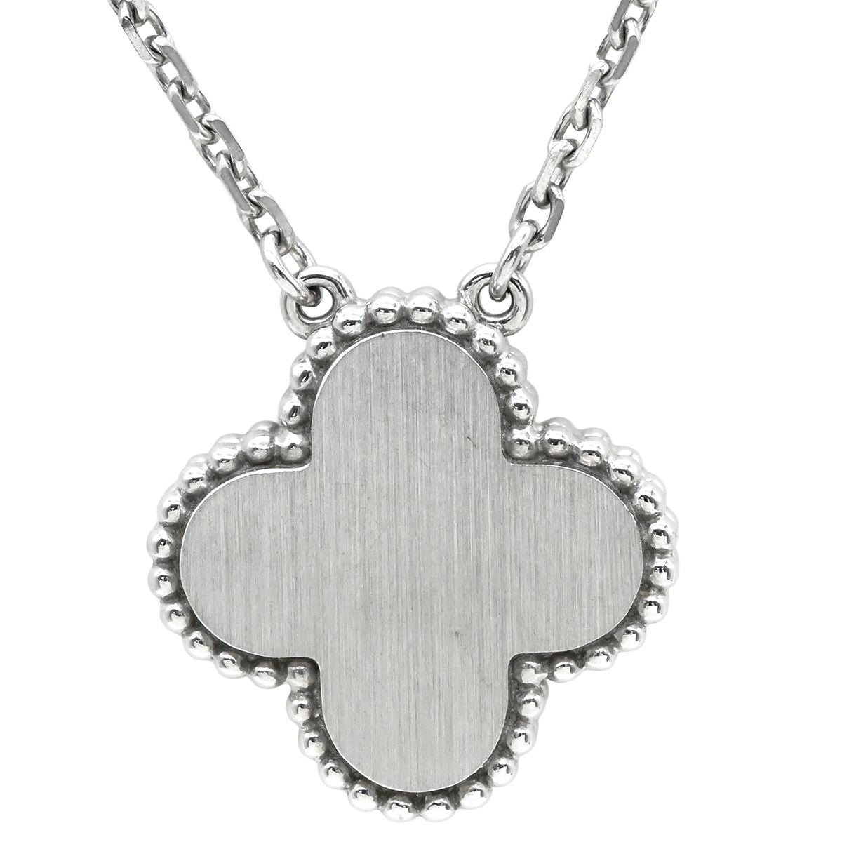 Van Cleef & Arpels Necklace Vintage Alhambra White Gold Guilloche 750 Diamond — view 2