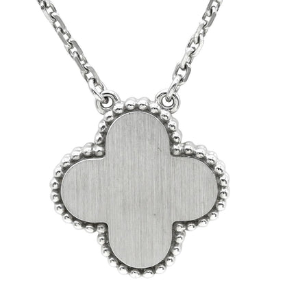 Van Cleef & Arpels Necklace Vintage Alhambra White Gold Guilloche 750 Diamond — view 2