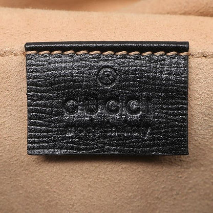 Gucci Shoulder Bag Horsebit Leather Black Gold Drawstring — view 7