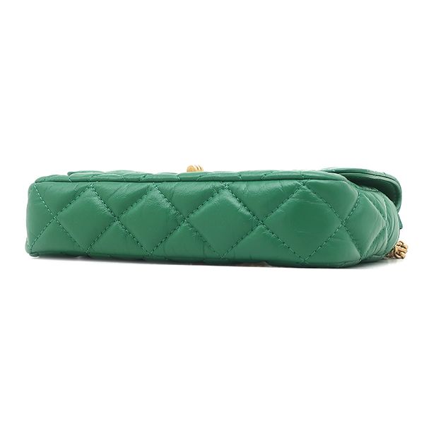 Chanel Chain Wallet Quilted Mini Shoulder Bag Leather Green Matte Gold Sold — view 3