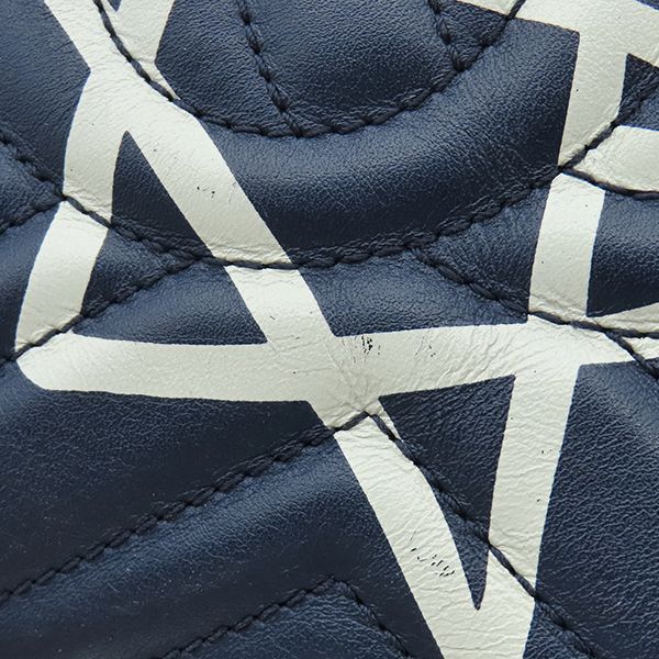 Gucci Shoulder Bag GG Marmont Ghost Chain Leather Chevron Quilted Navy Matte — view 5