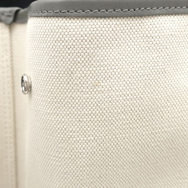 Balenciaga Tote Bag Navy Cabas M Canvas Leather Natural Gray Silver White Logo — view 8