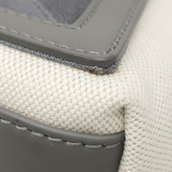 Balenciaga Tote Bag Navy Cabas M Canvas Leather Natural Gray Silver White Logo — view 4