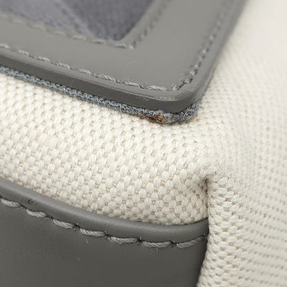 Balenciaga Tote Bag Navy Cabas M Canvas Leather Natural Gray Silver White Logo — view 4