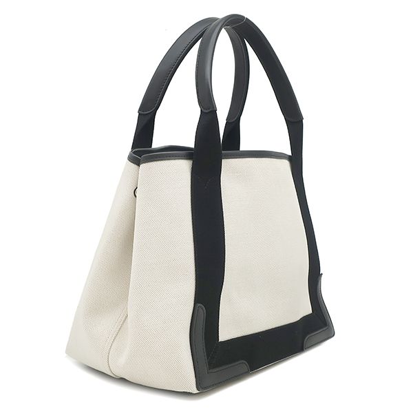 Balenciaga Tote Bag Navy Cabas S Canvas Leather Natural Black Silver White Logo — view 2