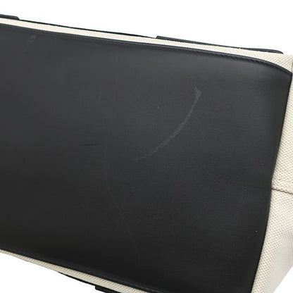 Balenciaga Tote Bag Navy Cabas S Canvas Leather Natural Black Silver White Logo — view 7