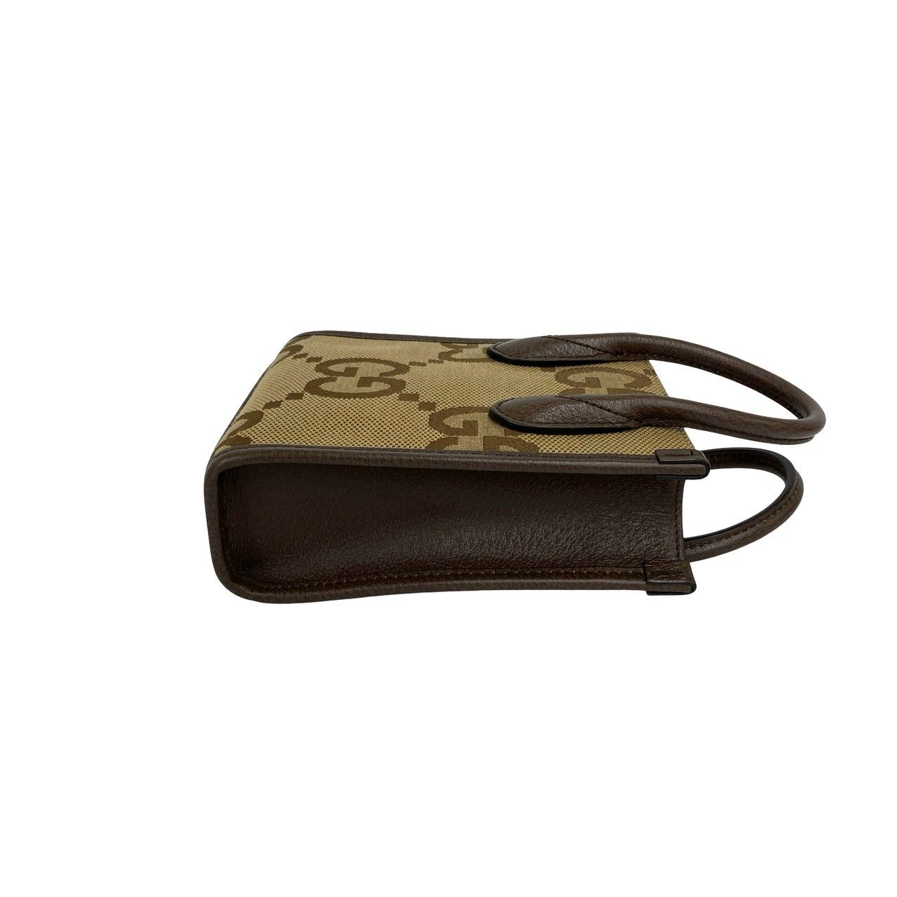Gucci Jumbo GG Logo Pattern Canvas Leather 2-Way Shoulder Bag Brown — view 6