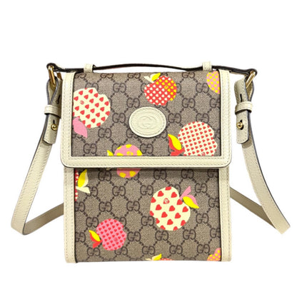 Gucci les Pomme Collection GG Supreme Shoulder Bag Canvas White