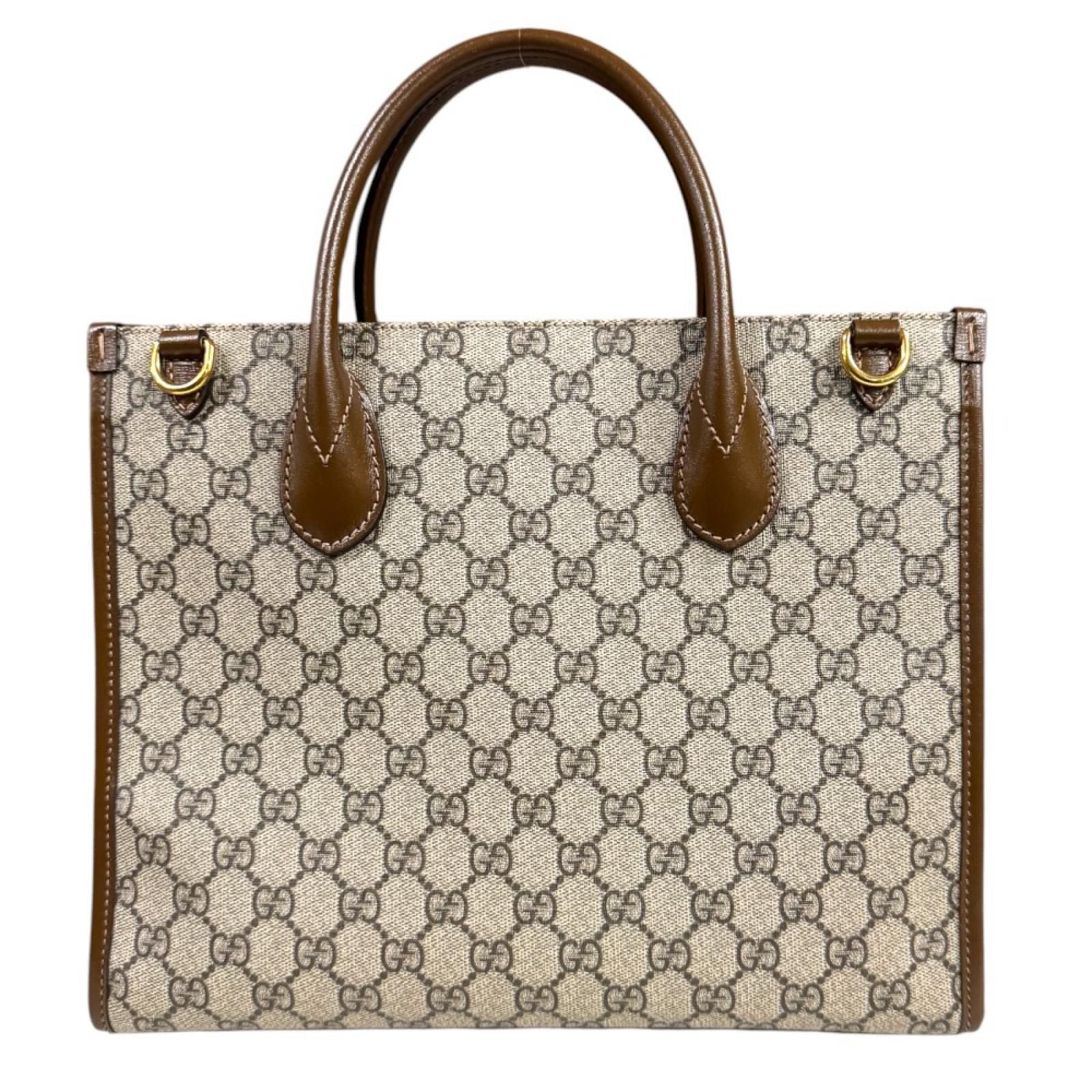Gucci GG Small Tote Bag Supreme Shoulder Canvas Brown — view 3