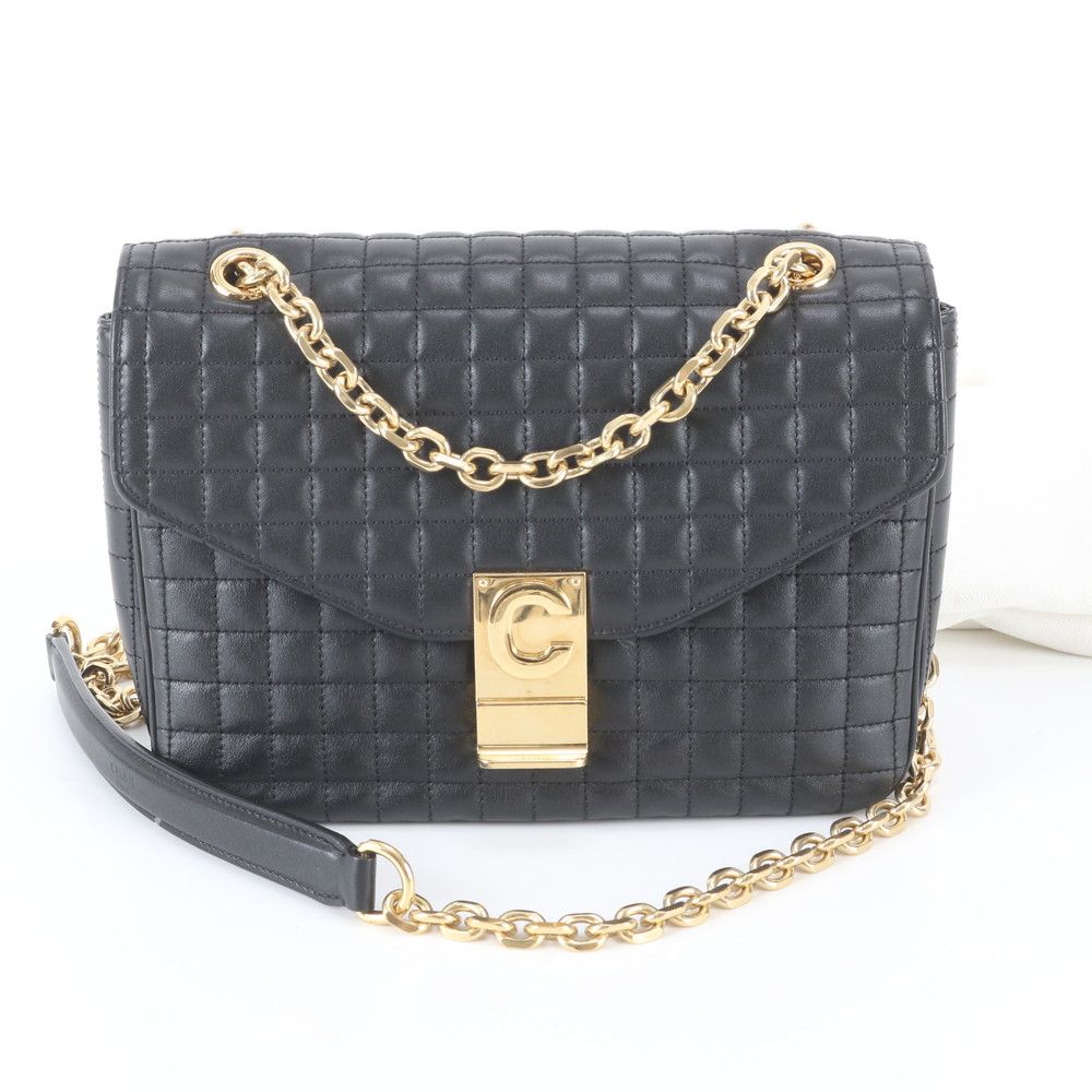 Celine C Medium Quilted Leather 2-Way Chain Shoulder Bag