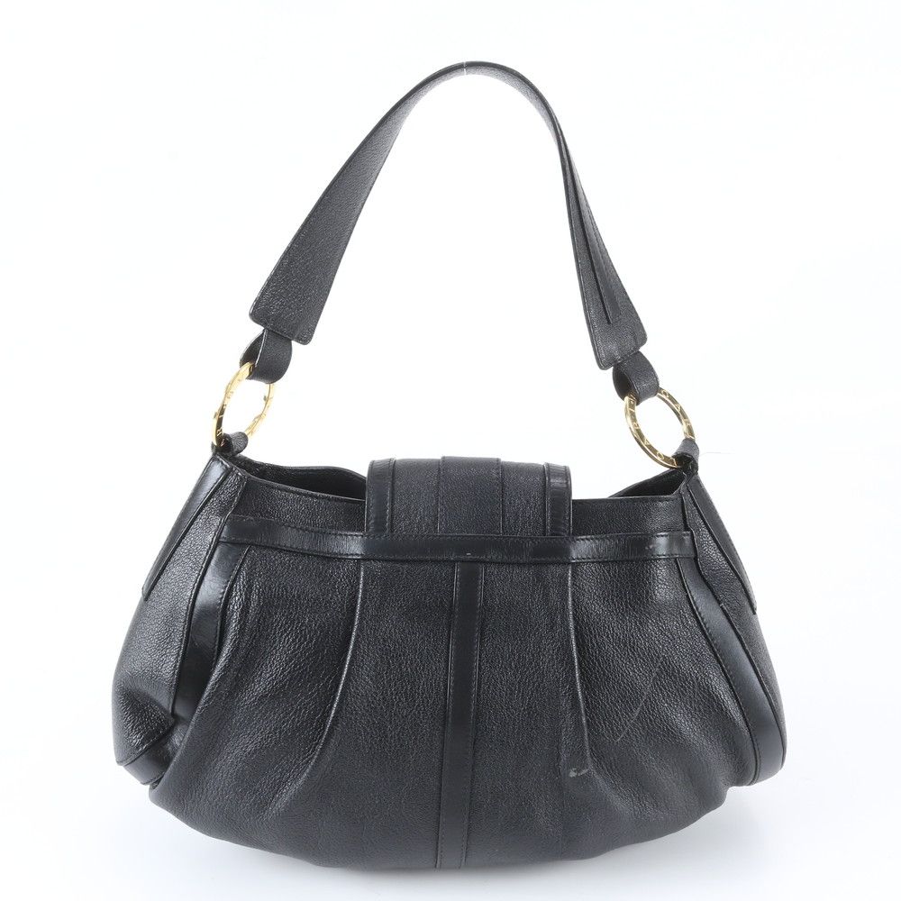 Bvlgari Chandra Leather Circle Logo Shoulder Bag Tote Hand Black — view 3