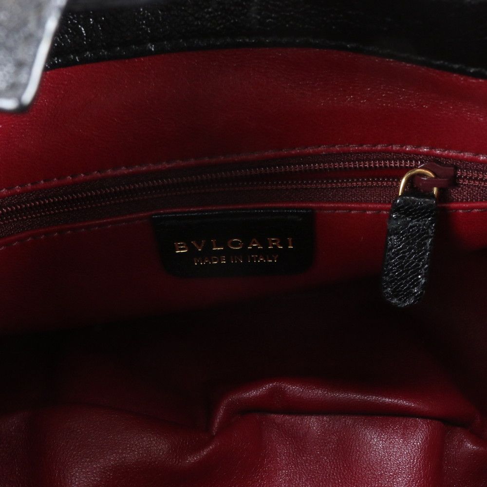 Bvlgari Chandra Leather Circle Logo Shoulder Bag Tote Hand Black — view 8