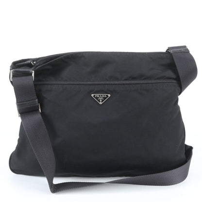 Prada White Tessuto Nylon Triangle Logo Leather Shoulder Bag Crossbody Business