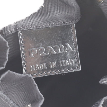 Prada White Tessuto Nylon Triangle Logo Leather Pouch — view 7