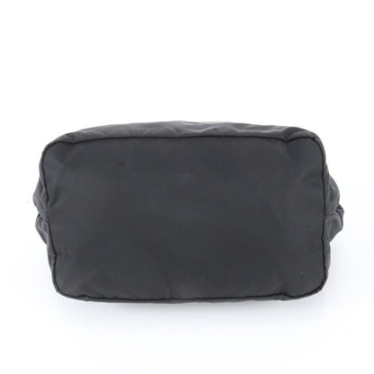 Prada White Tessuto Nylon Gathered Ribbon Leather Handbag Tote Black — view 5