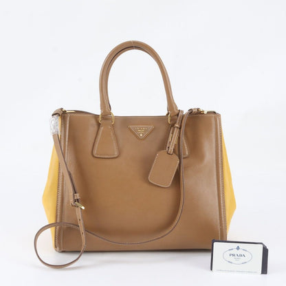 Prada Saffiano Leather Galet Rear 2-Way Shoulder Bag Crossbody Hand Tote