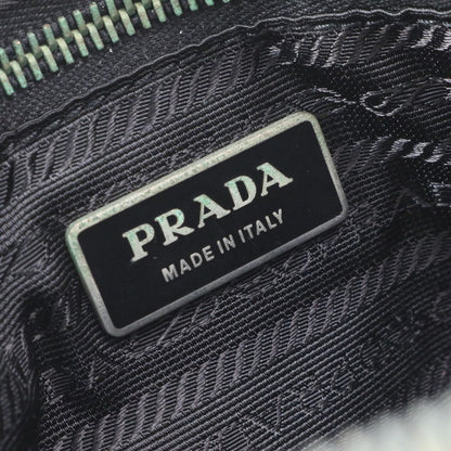 Prada White Tessuto Nylon Triangle Logo Leather Handbag Tote — view 8