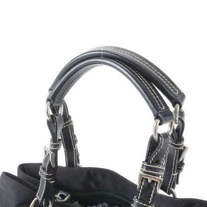 Prada White Tessuto Nylon Triangle Logo Leather Handbag Tote — view 2