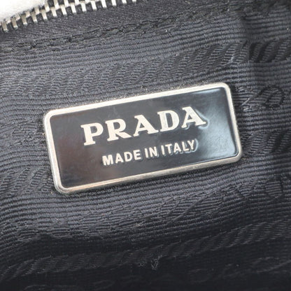 Prada White Tessuto Nylon Triangle Logo Leather Shoulder Bag — view 8