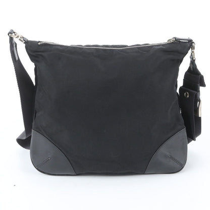 Prada White Tessuto Nylon Triangle Logo Leather Shoulder Bag — view 3