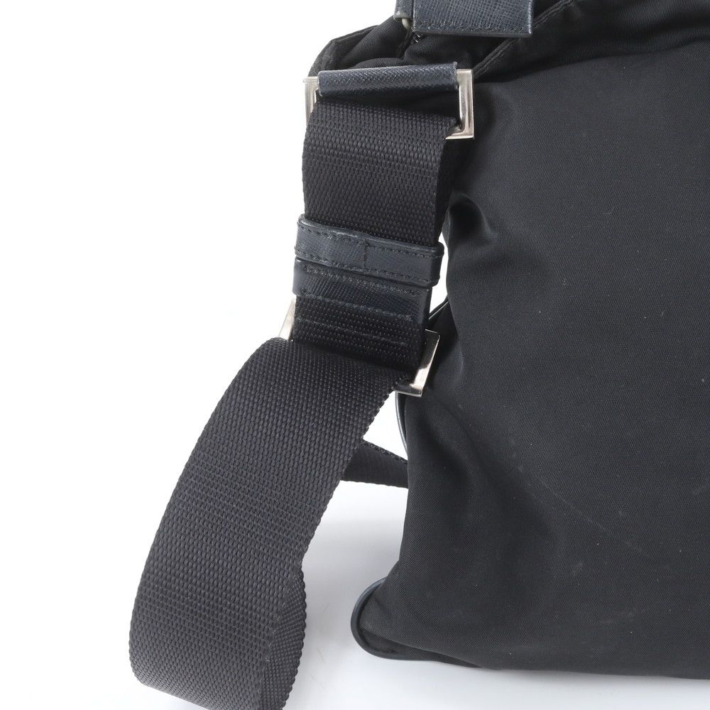 Prada Tessuto Nylon Triangle Logo Leather Shoulder Bag Crossbody Messenger — view 2