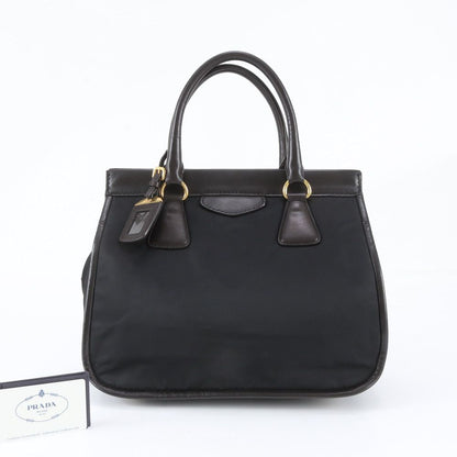 Prada White Tessuto Nylon Leather Tote Bag