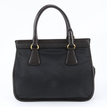 Prada White Tessuto Nylon Leather Tote Bag — view 3