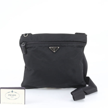 Prada Tessuto Nylon Triangle Logo Leather Shoulder Bag