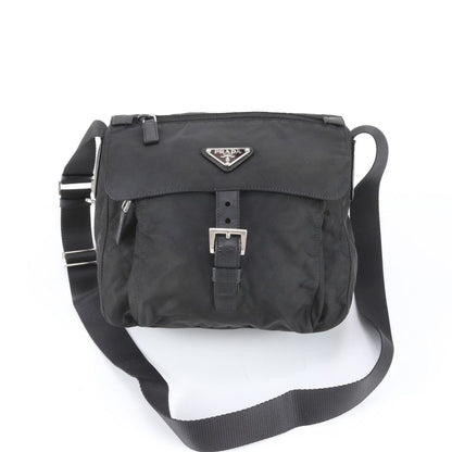 Prada Tessuto Nylon Triangle Logo Leather Shoulder Bag Crossbody Messenger