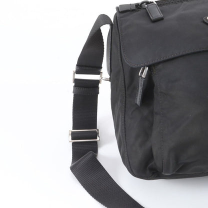 Prada Tessuto Nylon Triangle Logo Leather Shoulder Bag Crossbody Messenger — view 2