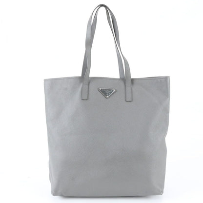 Prada White Saffiano Triangle Logo Leather Tote Bag Shoulder
