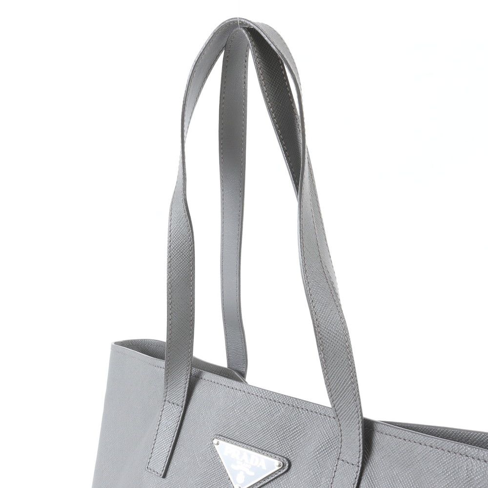 Prada White Saffiano Triangle Logo Leather Tote Bag Shoulder — view 2
