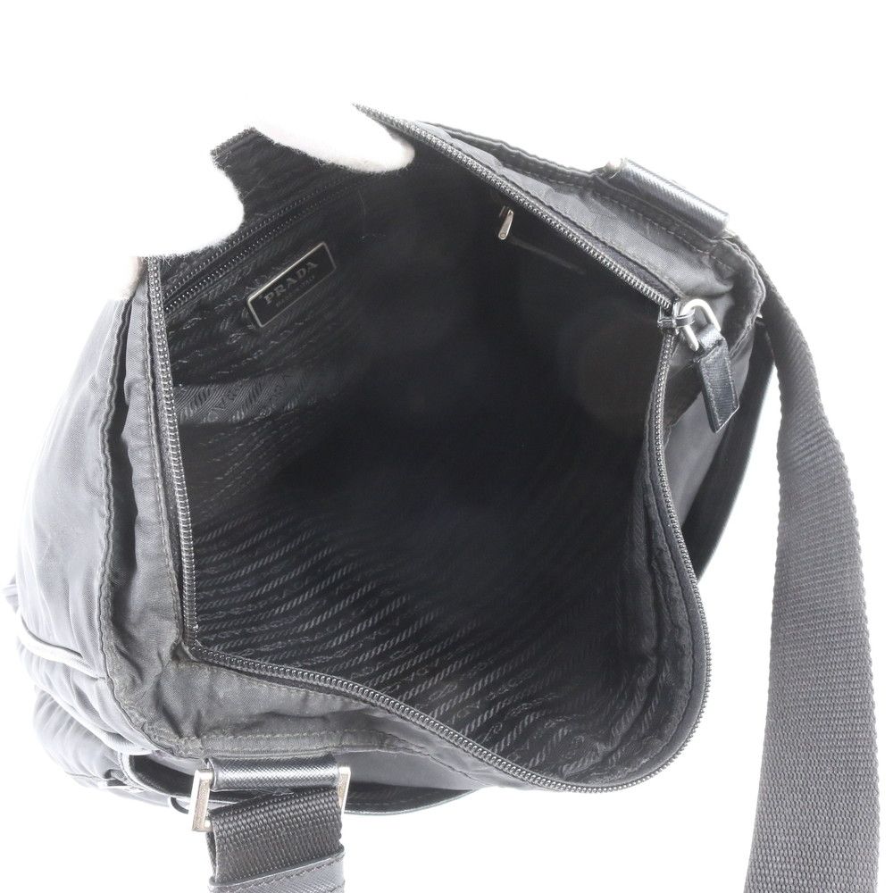 Prada White Tessuto Nylon Triangle Logo Leather Shoulder Bag Crossbody — view 6