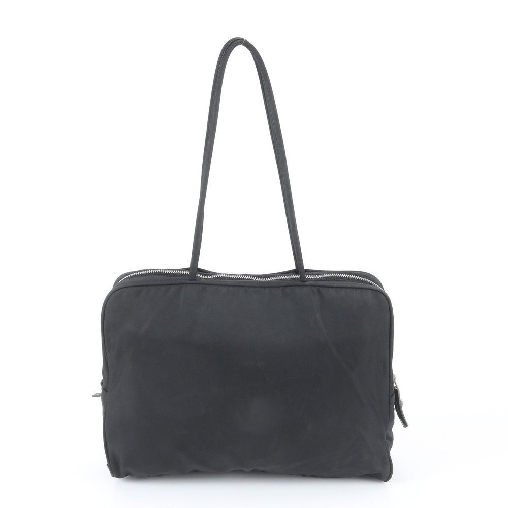 Prada White Tessuto Nylon Triangle Logo Leather Tote Bag Shoulder — view 3