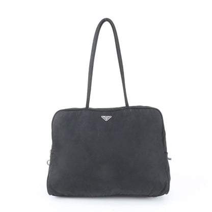 Prada White Tessuto Nylon Triangle Logo Leather Tote Bag Shoulder