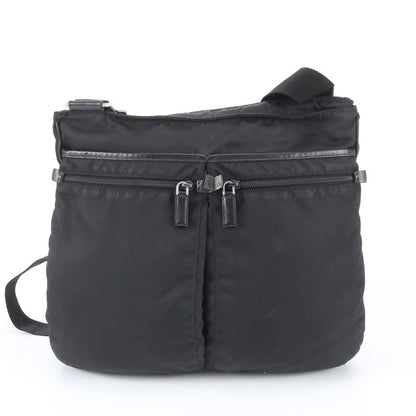 Prada White Tessuto Nylon Triangle Logo Leather Shoulder Bag Crossbody Business — view 3