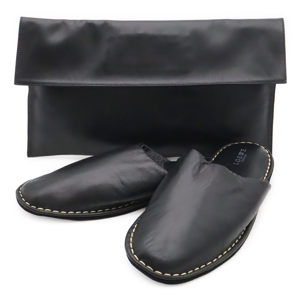 Loewe Slippers Room Shoes Indoor Leather Black 39