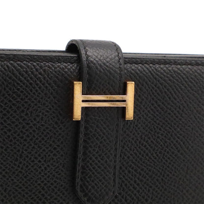 Hermes Bearn Soufflet Wallet Bifold Veau Epsom Black Gold — view 4