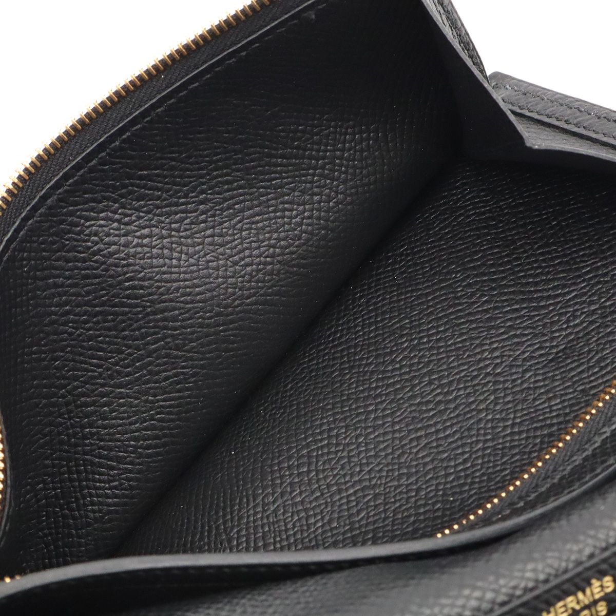 Hermes Bearn Soufflet Wallet Bifold Veau Epsom Black Gold — view 8